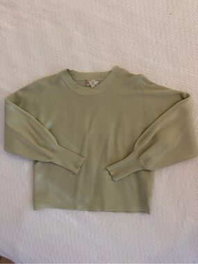 Ribbed Crewneck Sweater in Sage Green